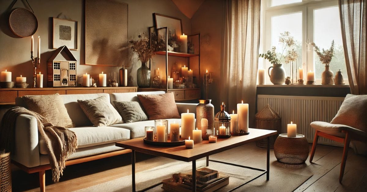 Hyggelig indretning med lysestager